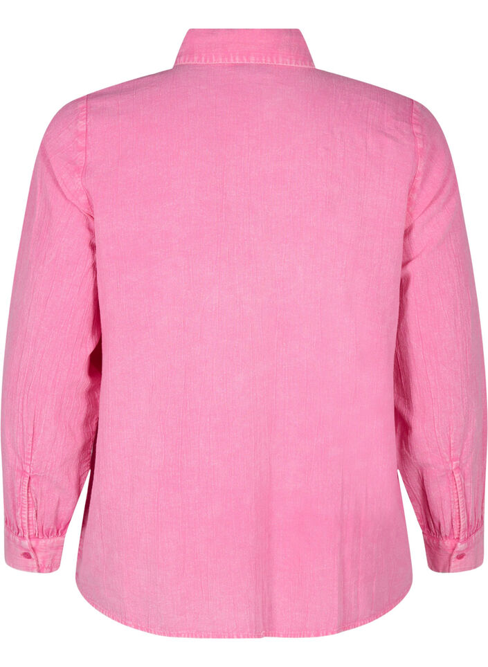Einfarbige Jeansbluse, Pink Power, Packshot image number 1