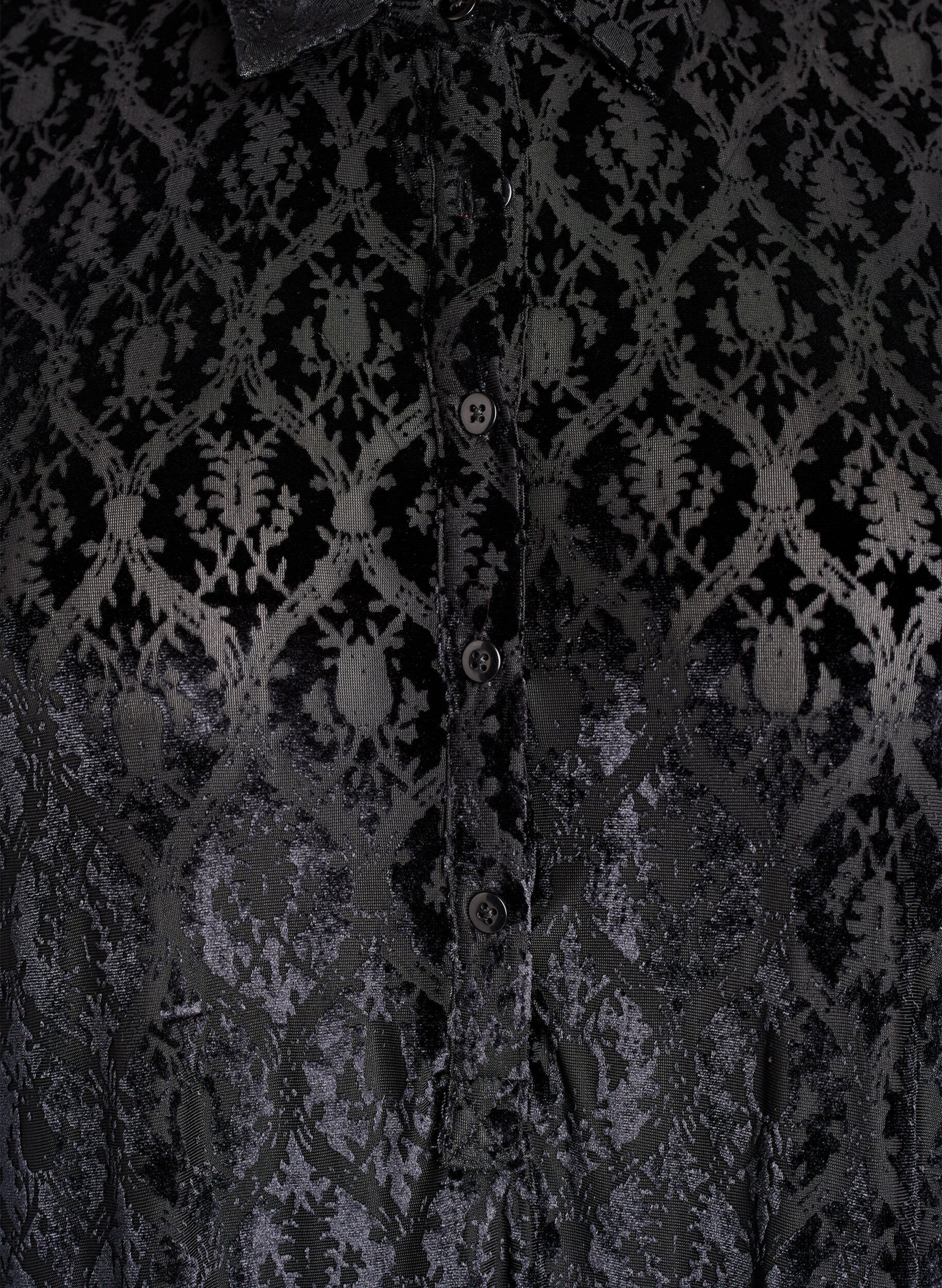 ZizziKurzes Kleid mit Veloursmuster, Schwarz, Packshot image number 2