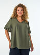 Bluse mit Ballon&auml;rmeln und V-Ausschnitt, Gr&uuml;n, Model image number 0