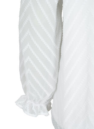 Bluse mit langen Ärmeln und Rüschendetails, Bright White, Packshot image number 3