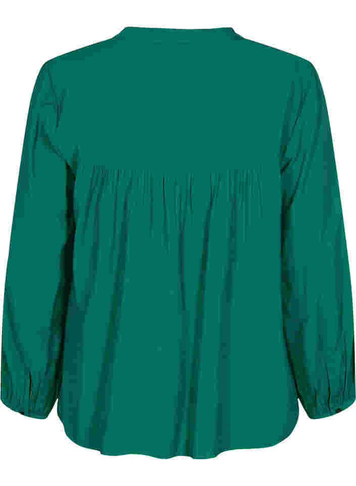 Langärmelige Bluse aus Viskosemischung, Evergreen, Packshot image number 1