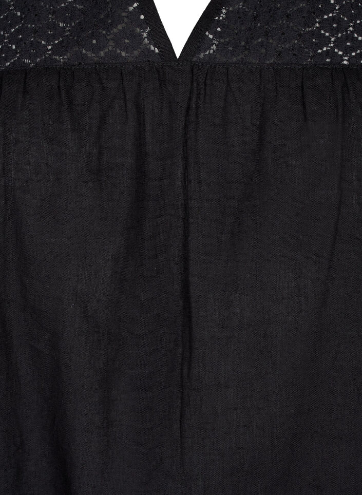 Bluse aus Baumwollmischung mit Leinen und H&auml;keldetails, Black, Packshot image number 2