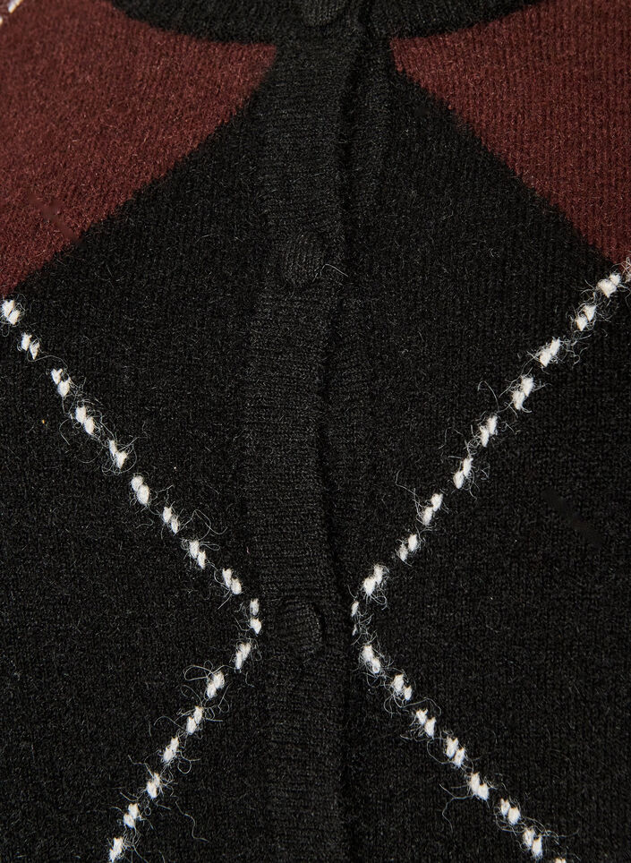 Strickjacke mit Argyle-Muster, Schwarz, Packshot image number 2