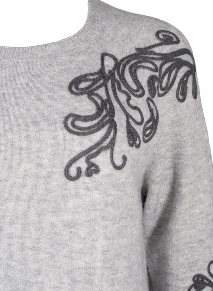 Strickkleid mit Deko, Light Grey Melange, Packshot image number 2