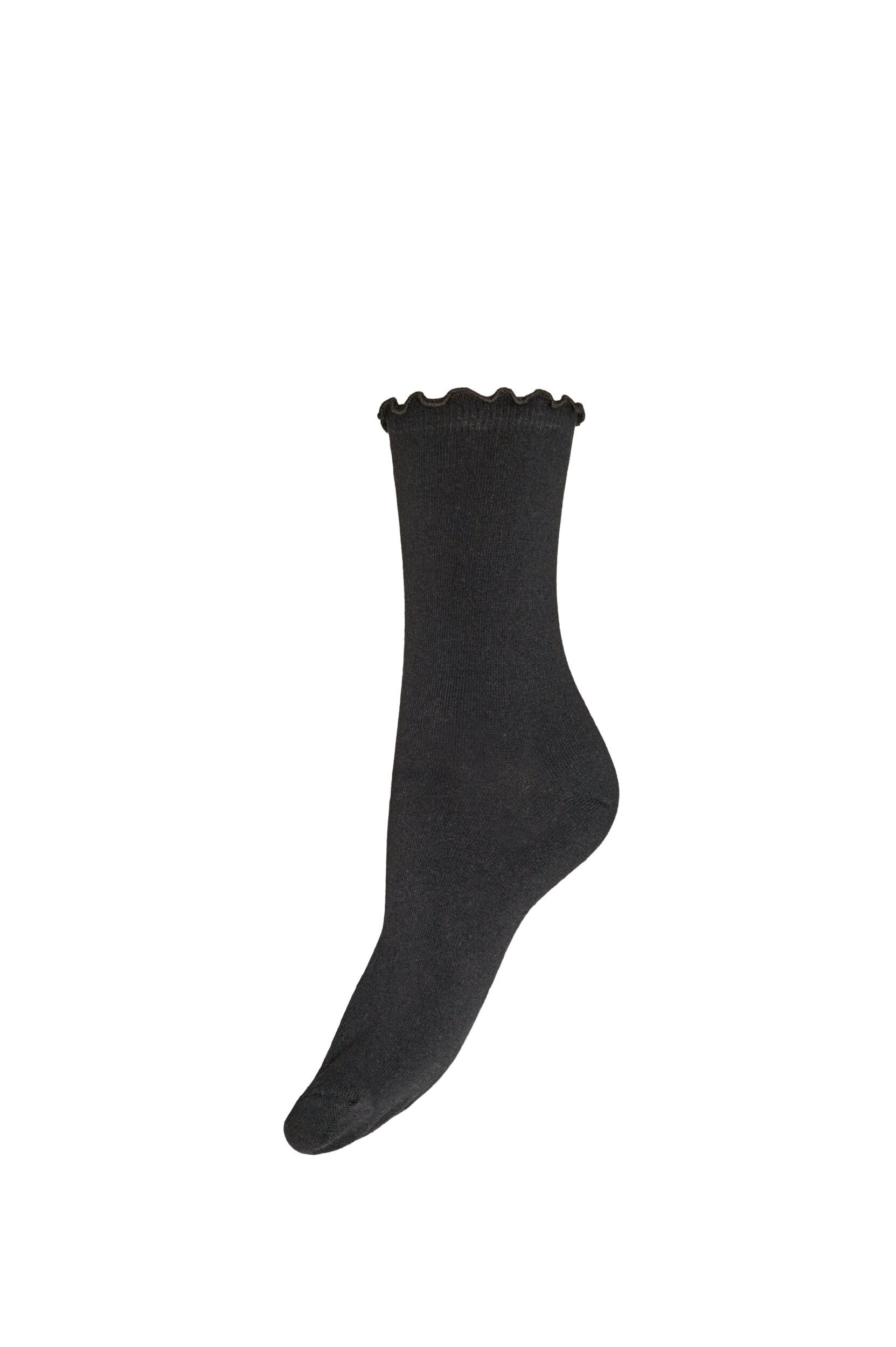 ZizziSocken aus Baumwolle mit gewelltem Saum, Schwarz, Packshot image number 0