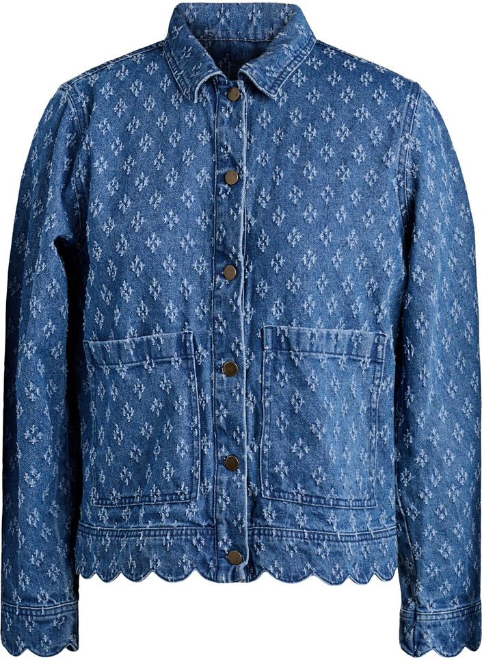 Jeansjacke mit Destroyed-Muster, Blau, Packshot image number 0