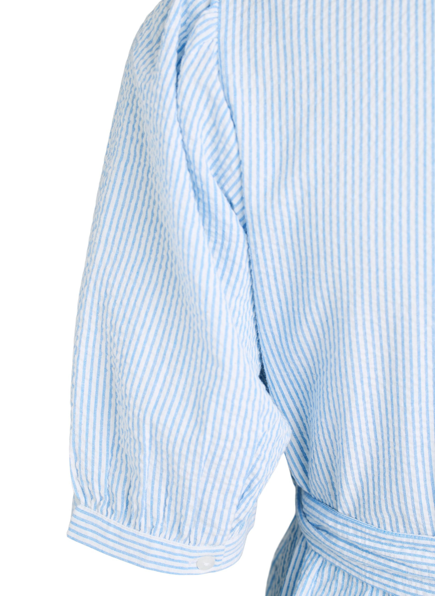 ZizziGestreiftes Midikleid aus Baumwolle mit einem Bindeg&uuml;rtel, Wei&szlig;, Packshot image number 3