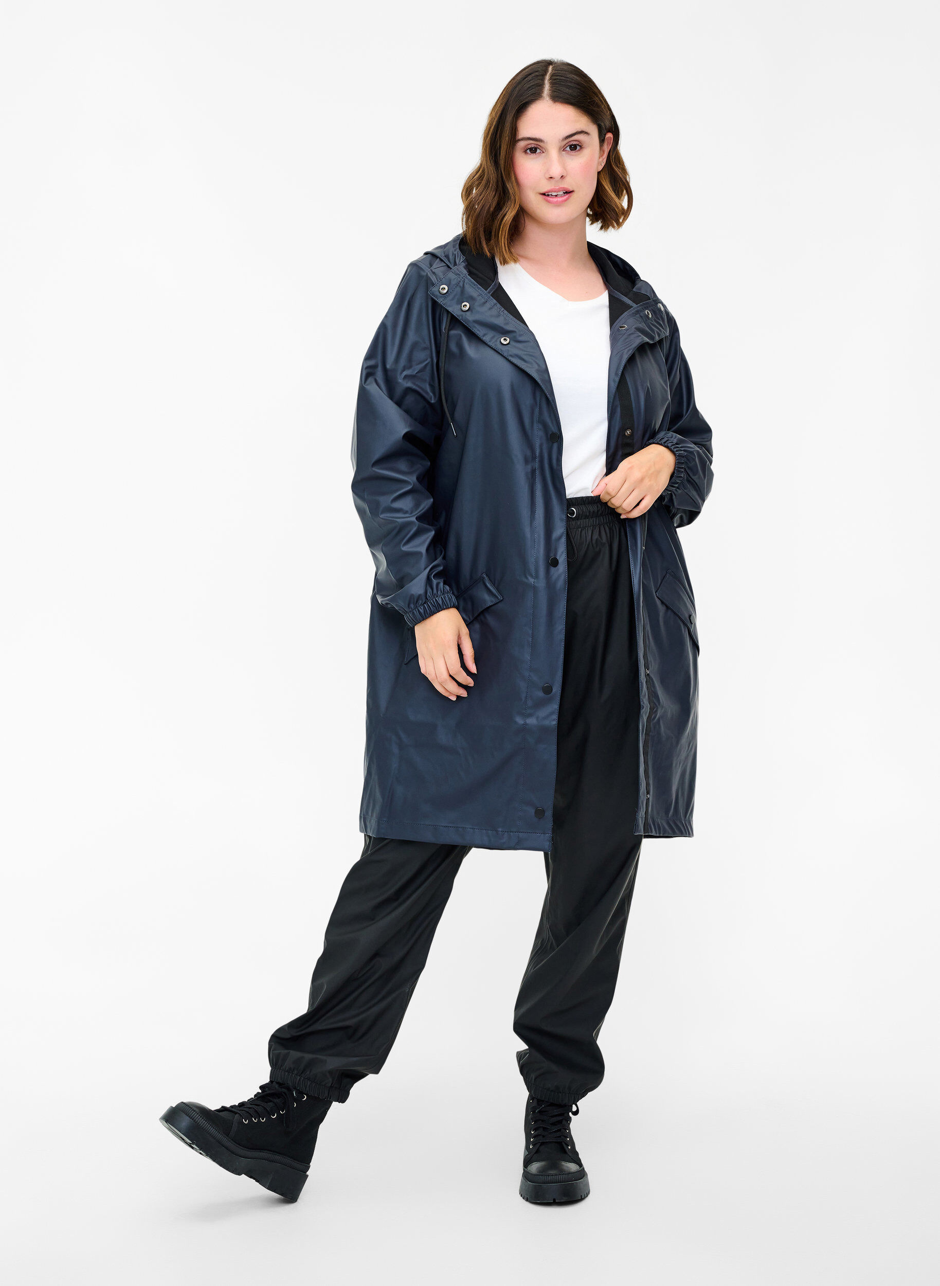 ZizziRegenjacke mit Kapuze und Knopfverschluss, Night Sky, Model image number 2