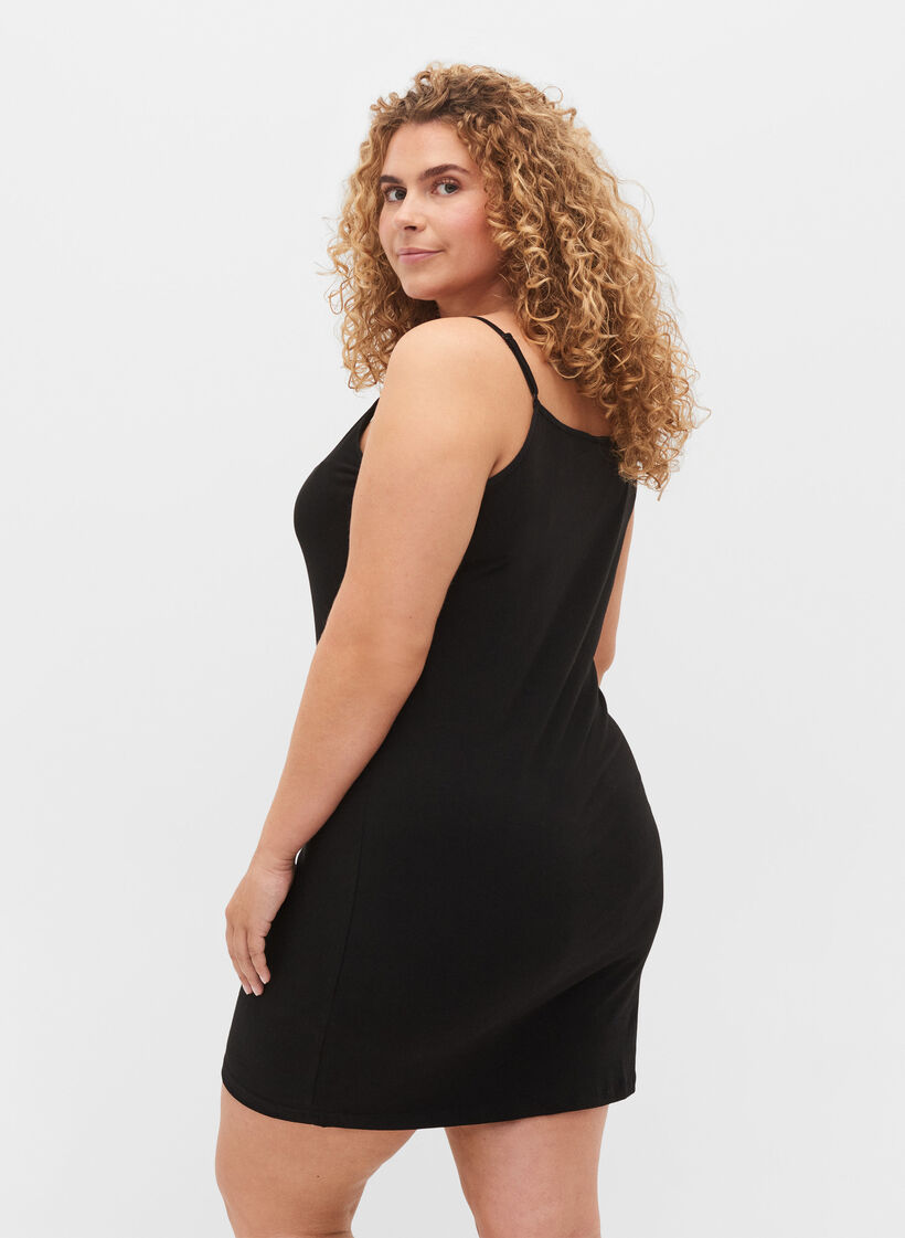 Langes basic Top aus Baumwolle, Schwarz, Model image number 2