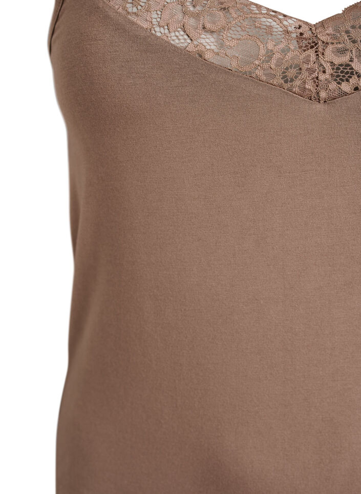 Top aus Viskose mit Spitze, Beige, Packshot image number 2