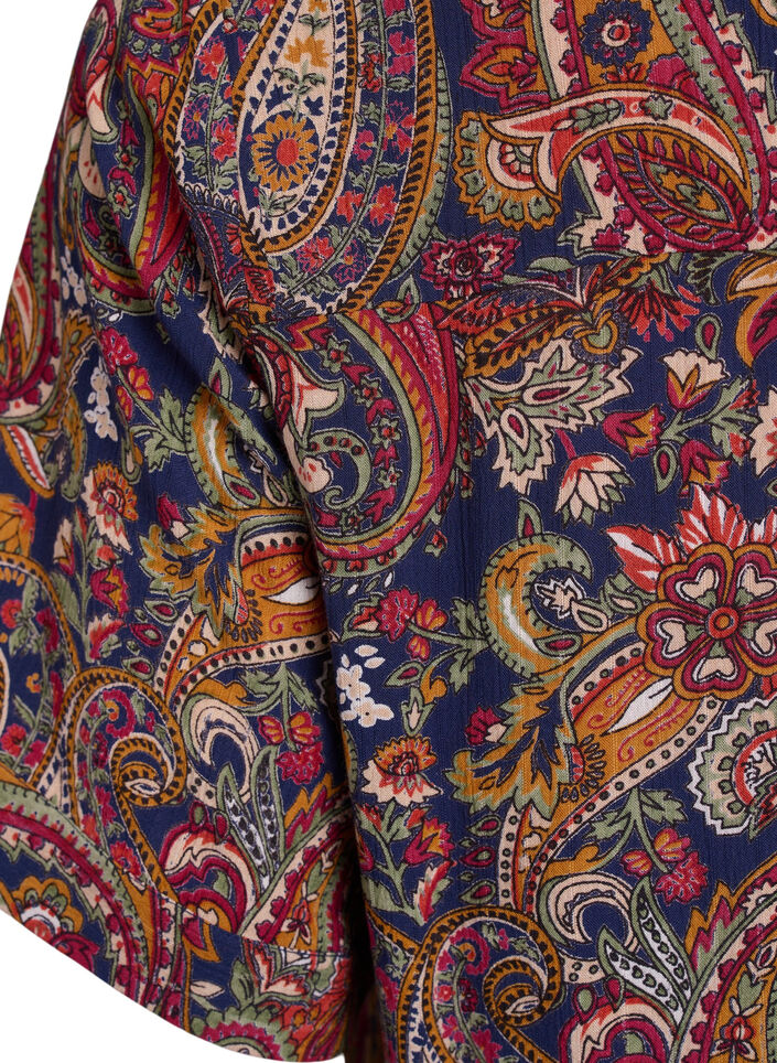 Tunika aus Viskose mit Paisleymuster und kurzen Ärmeln, Blau, Packshot image number 3