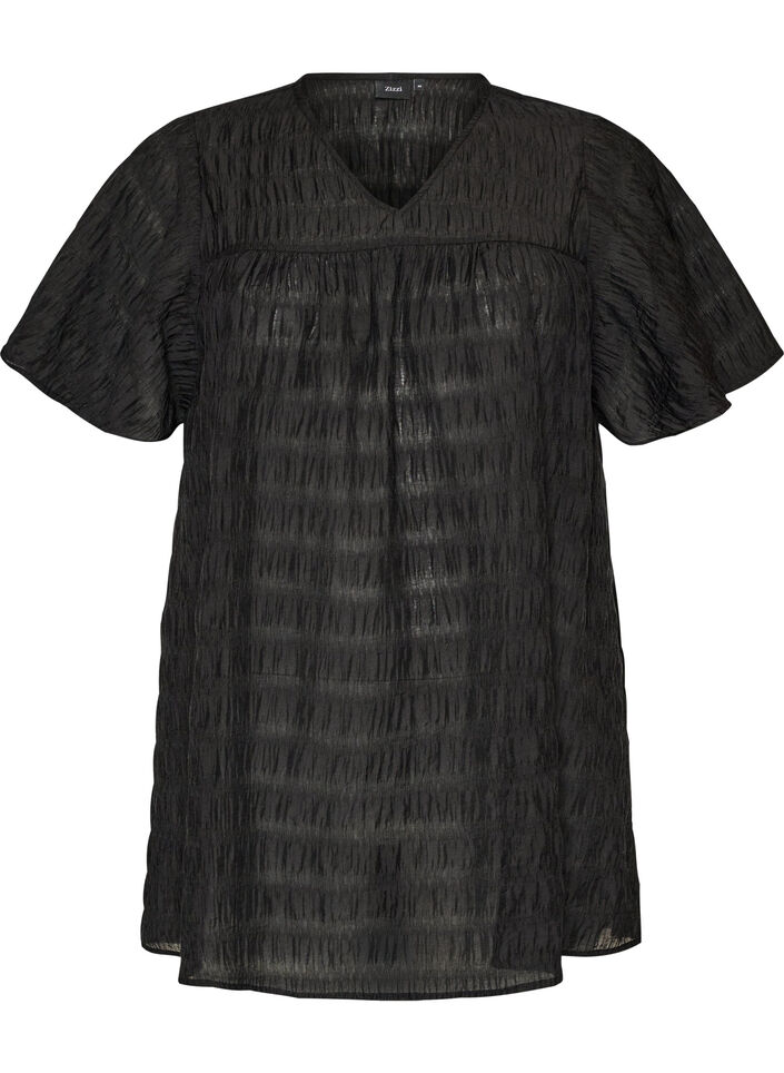 Tunika aus Lyocell mit Flatter&auml;rmeln, Schwarz, Packshot image number 0