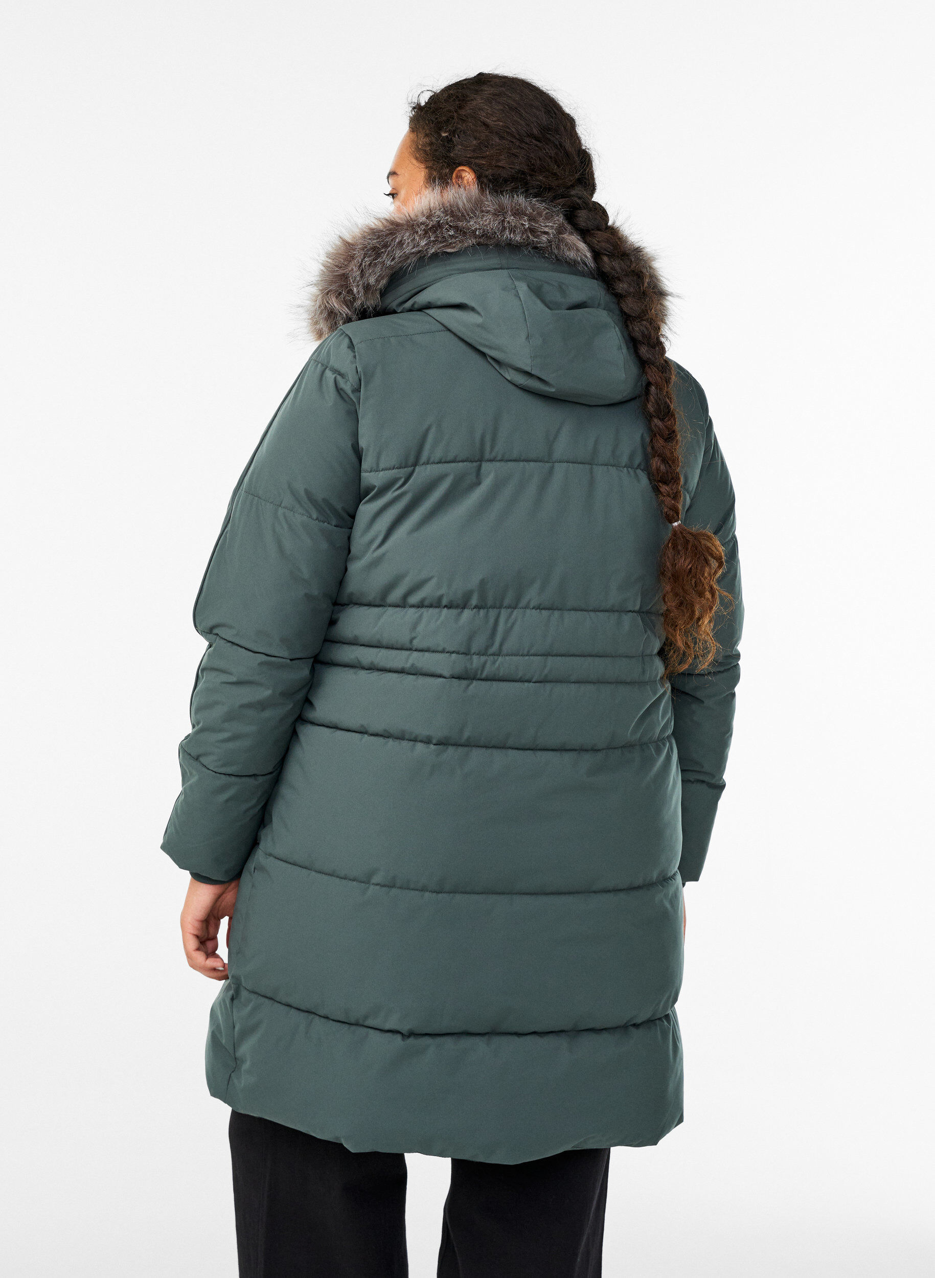 ZizziWasserabweisender Parka mit Kunstpelzkragen, Gr&uuml;n, Model image number 2