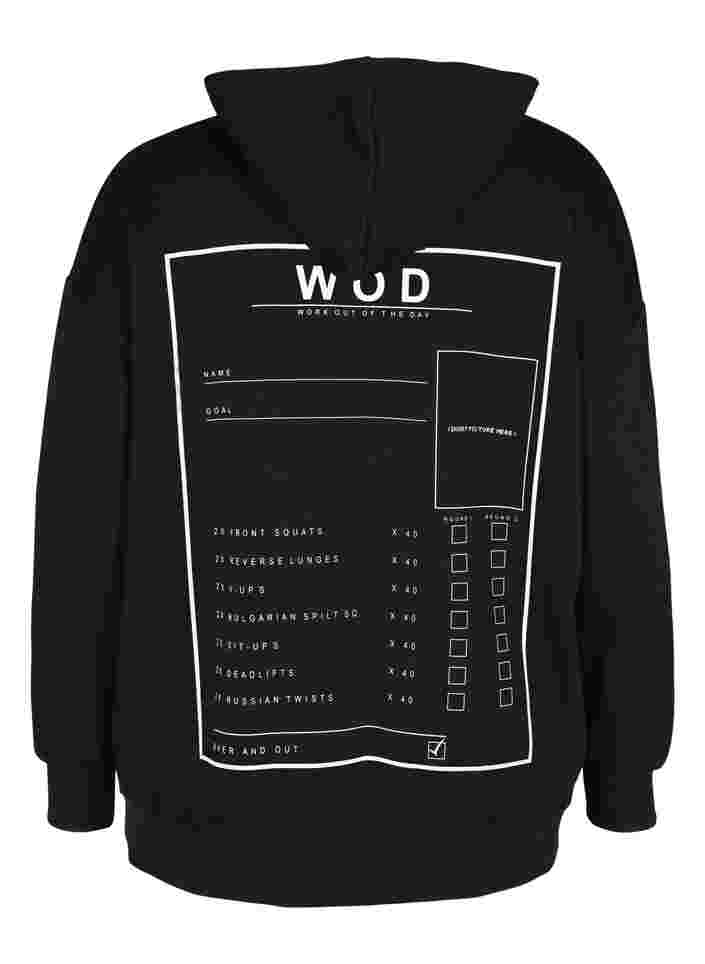 Langarm Sweatshirt mit Kapuze und Print, Black WOD, Packshot image number 1