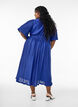 Midikleid mit Plisseefalten und Fledermausärmeln, Blau, Model image number 1
