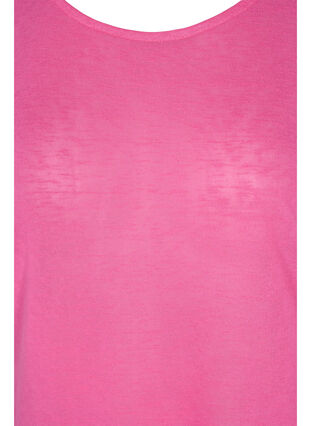 Top mit Struktur und Rundhalsausschnitt, Shocking Pink, Packshot image number 2