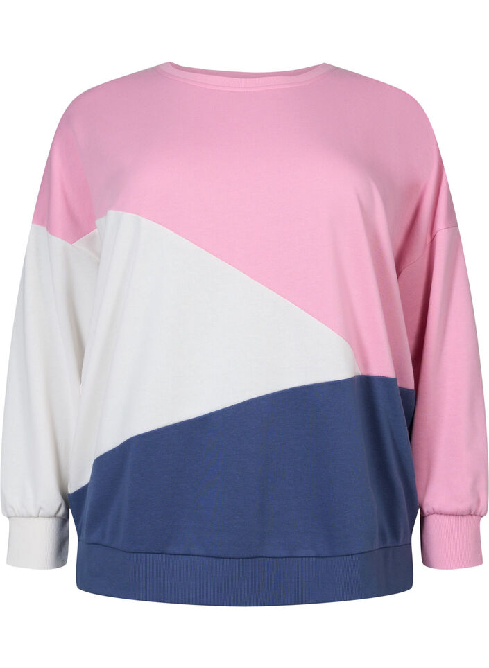 Sweatshirt mit Farbblock, C. Pink C. Blocking, Packshot image number 0