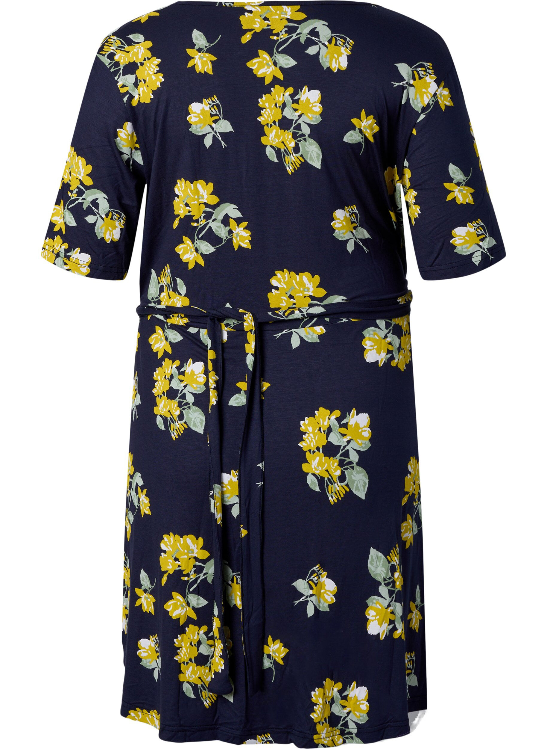 ZizziWickelkleid aus Viskose mit kurzen &Auml;rmeln, Night Sky AOP Flower, Packshot image number 1