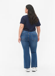 Hochtaillierte Ellen-Jeans mit Bootcut, Blue denim, Model