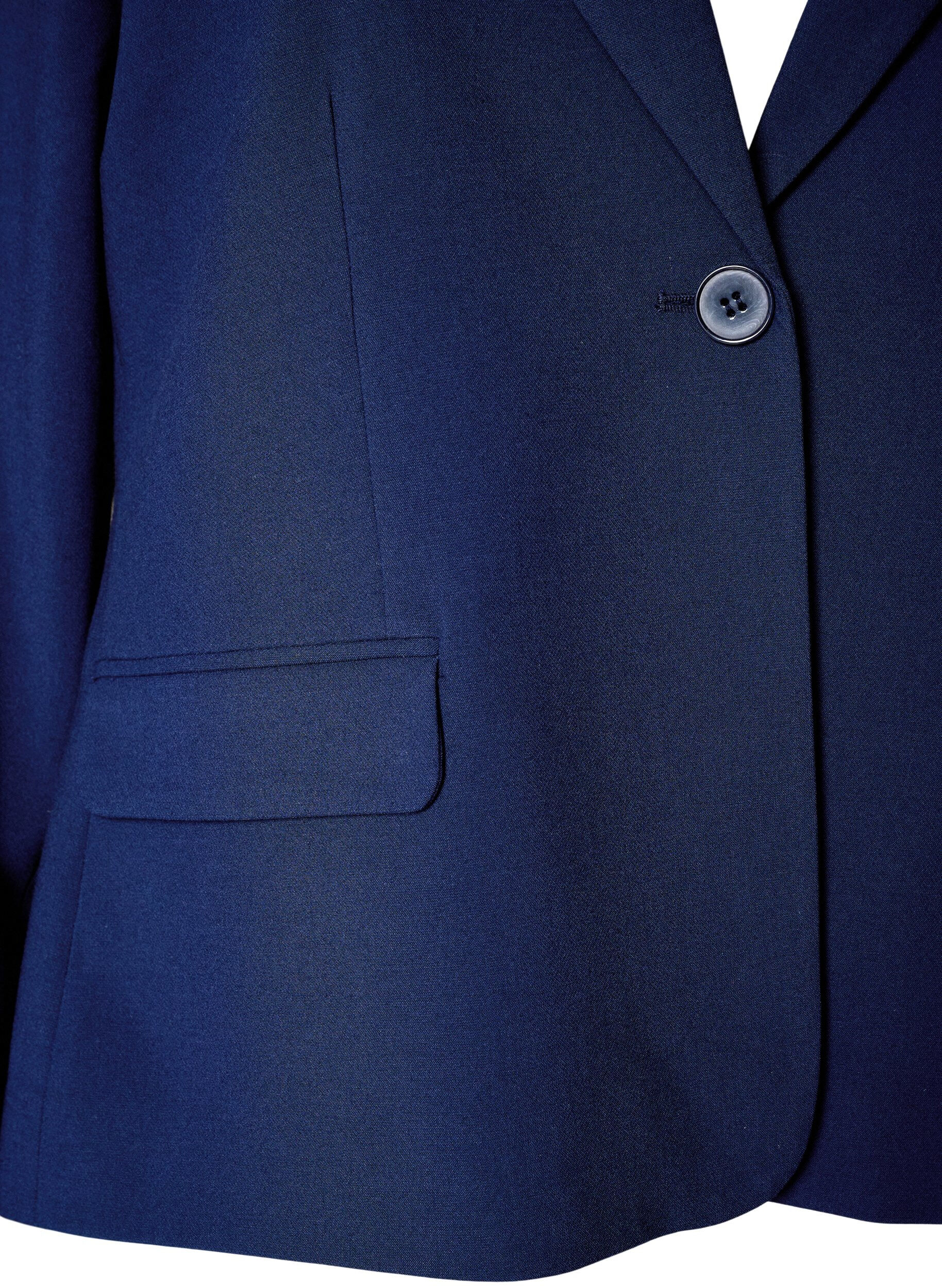 ZizziKlassischer Blazer mit Ein-Knopf-Verschluss und Taschen, Blau, Packshot image number 2