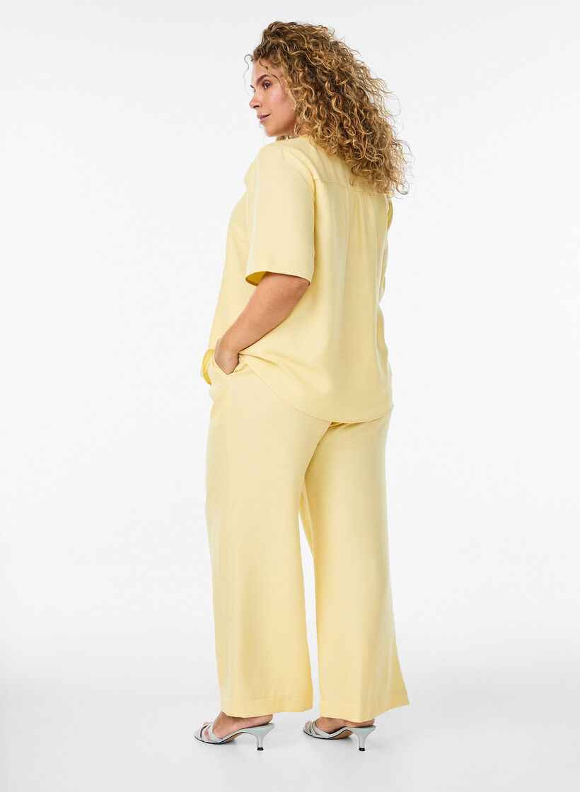 Lockere Hose mit elastischem Bund und Taschen, Gelb, Model image number 1