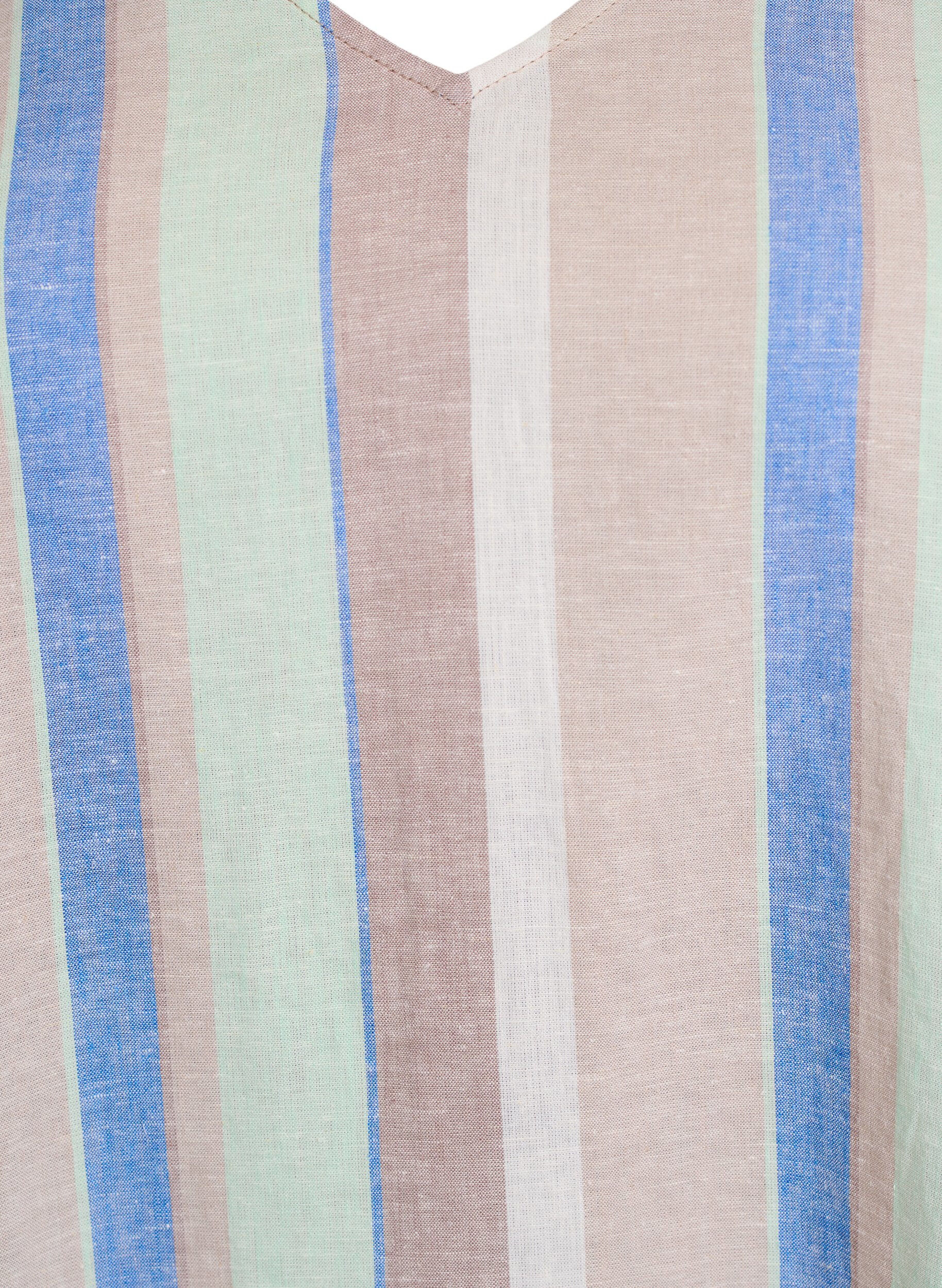 ZizziKleid aus Leinen und Viskose mit 3/4-&Auml;rmeln, Blau, Packshot image number 2