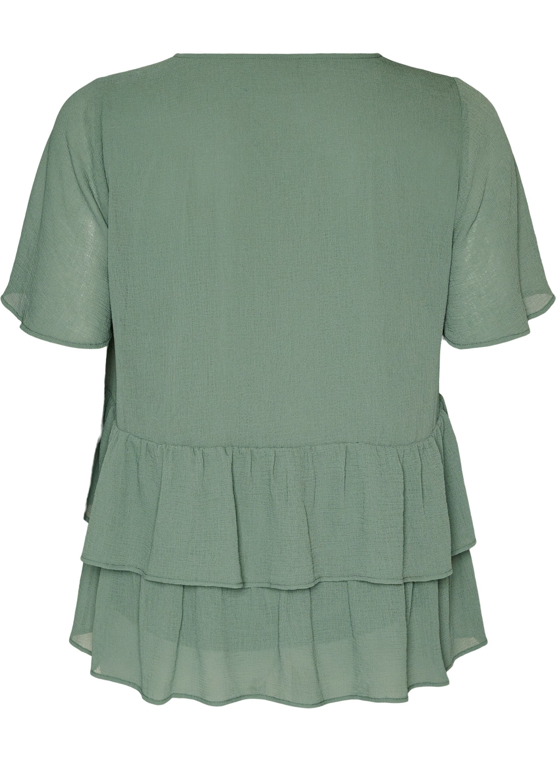 ZizziBluse mit V-Ausschnitt und R&uuml;schen, Gr&uuml;n, Packshot image number 1