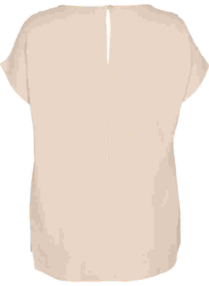 Kurzarm Bluse aus Viskose mit Rundhals, Oxford Tan, Packshot image number 1