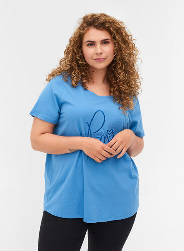 Kurzarm T-Shirt mit Print, Blue Jasper, Model image number 0