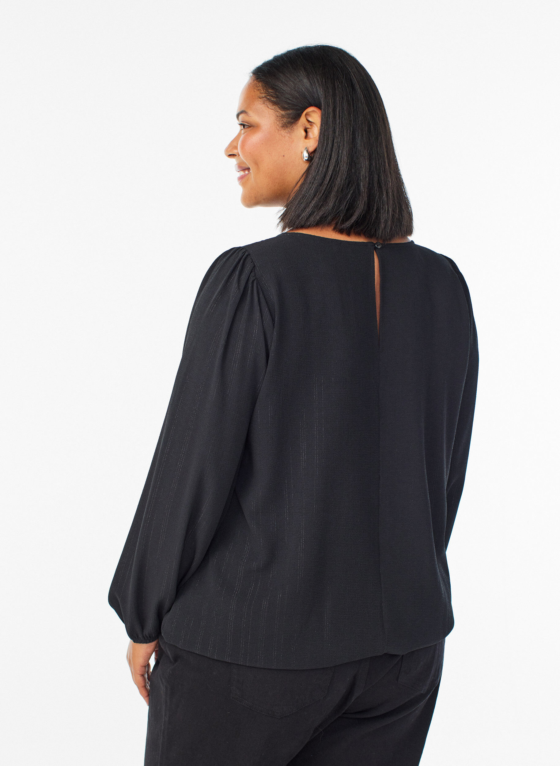 ZizziBluse mit Silberglitzer, Schwarz, Model image number 2