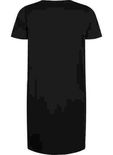 Kurzärmeliges Nachthemd aus Baumwolle, Black w. Self Care, Packshot image number 1