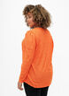Bluse mit V-Ausschnitt und Lochmuster, Carrot, Model image number 1