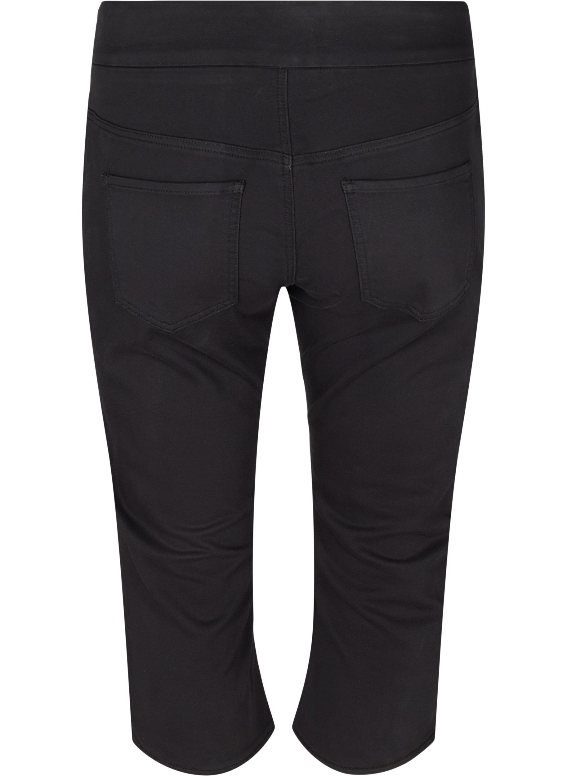 ZizziEng anliegende Caprihose aus einer Baumwollmischung, Black, Packshot image number 1