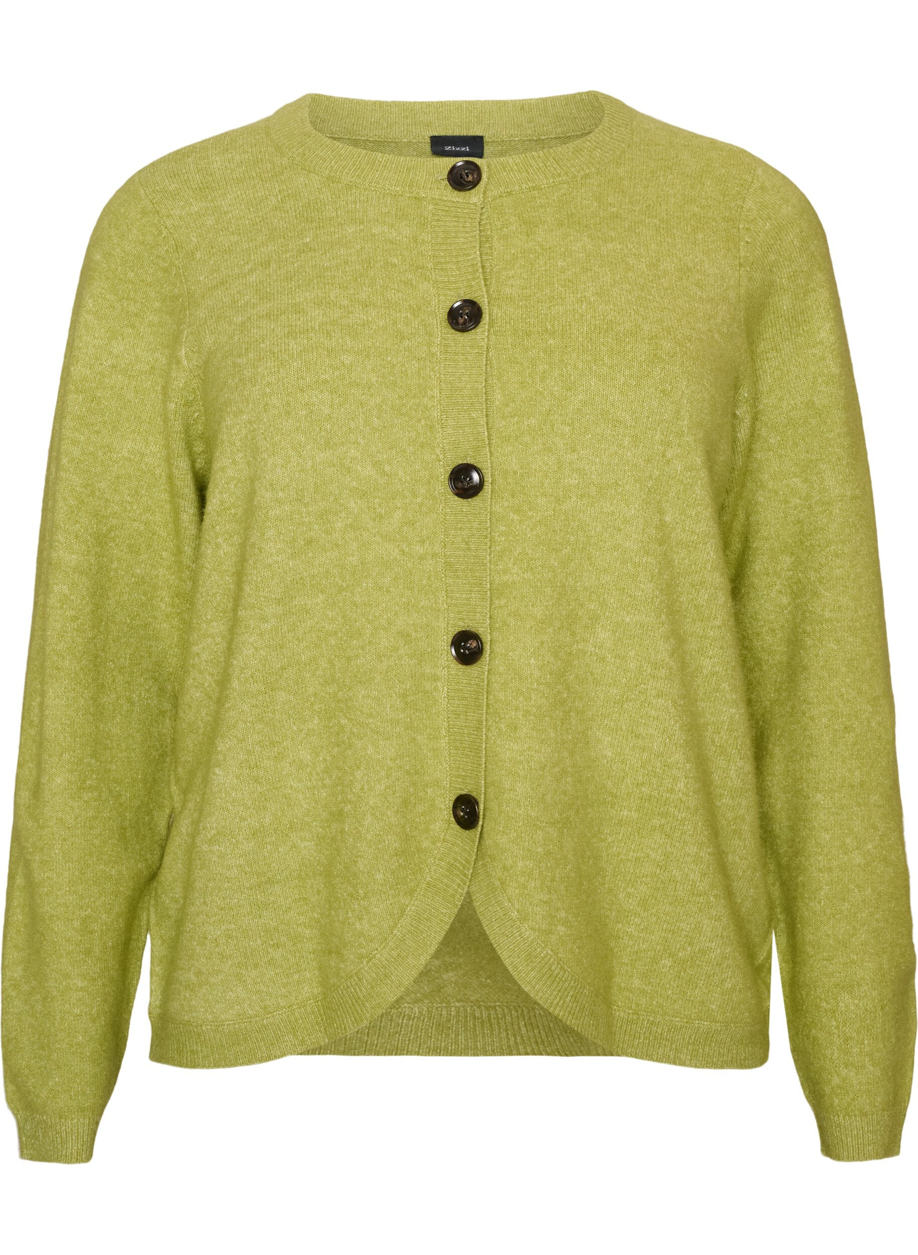 ZizziStrickjacke mit Kn&ouml;pfen und abgerundeter Vorderseite, Gr&uuml;n, Packshot image number 0