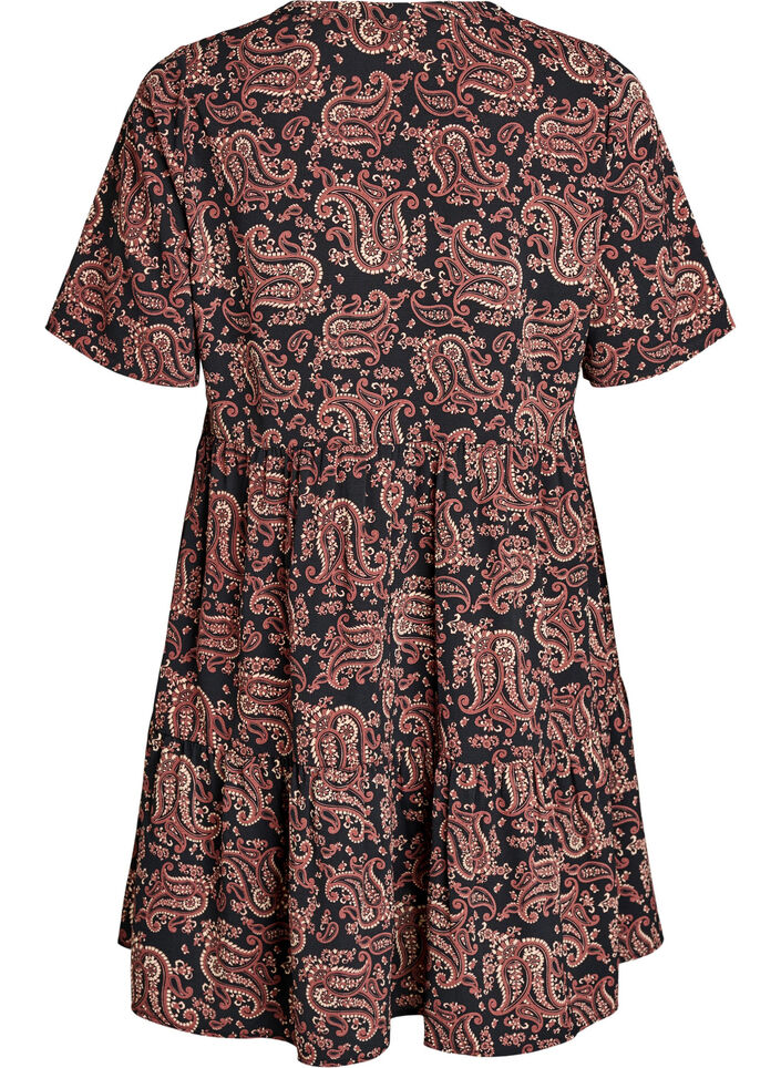 Kurzarmkleid mit A-Linie und Teilungsn&auml;hten, Schwarz, Packshot image number 1