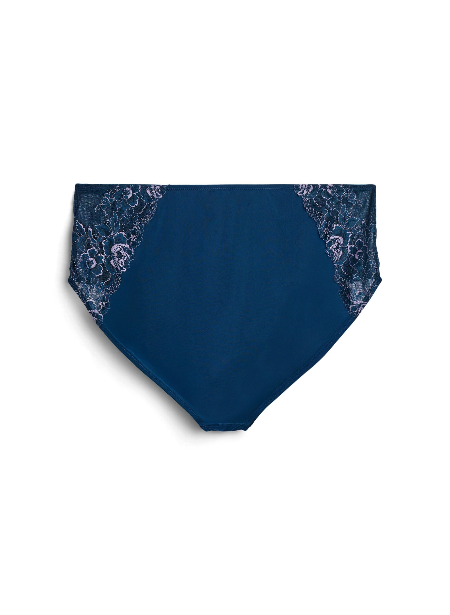 ZizziMikrofaser-Unterhose mit Spitze und normaler Taille, Blau, Packshot image number 1