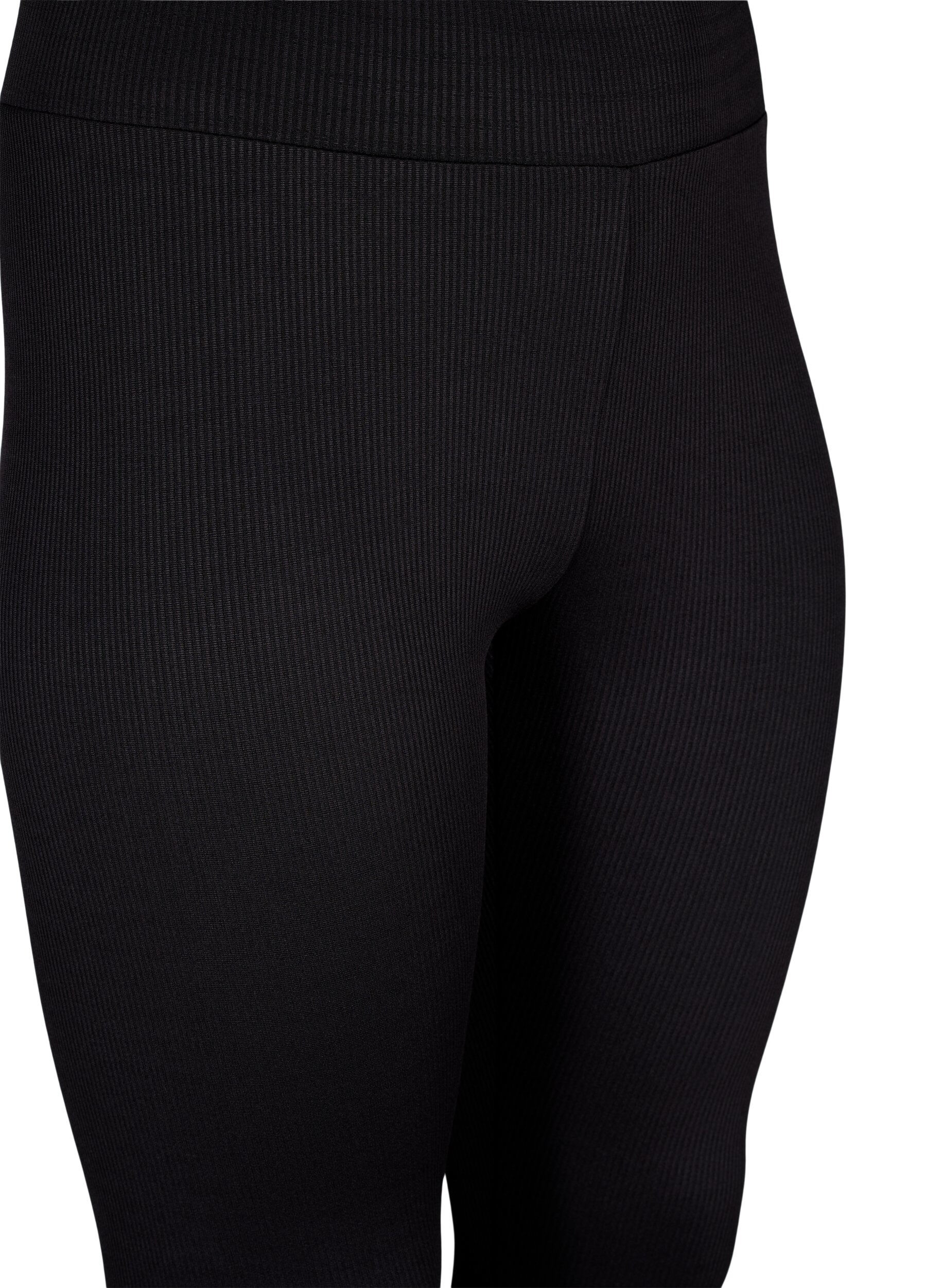 ZizziLeggings mit Stretch Rippstruktur, Black, Packshot image number 2