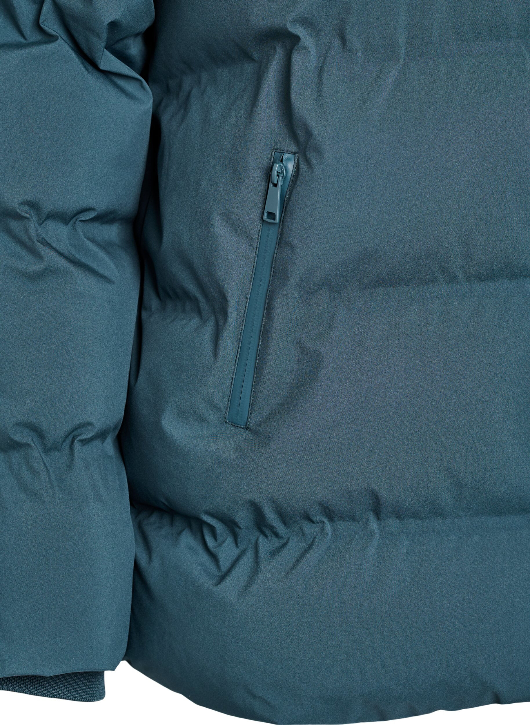 ZizziKurze Steppjacke mit abnehmbarer Kapuze, Gr&uuml;n, Packshot image number 3