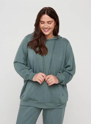 Sweatshirt mit Taschen und Kapuze, Balsam Green, Model image number 0