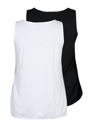 2er-Pack Tops aus Baumwolle mit Spitzenrand, Bright White / Black, Packshot image number 1