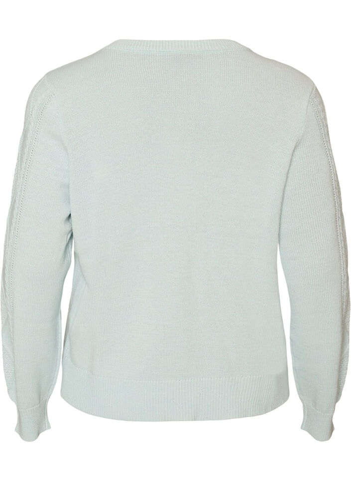 Strickjacke mit Zopfmuster und dekorativen Kn&ouml;pfen, Blau, Packshot image number 1