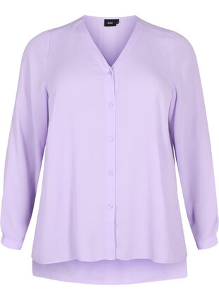 Langärmeliges Hemd mit V-Ausschnitt, Purple Rose, Packshot image number 0