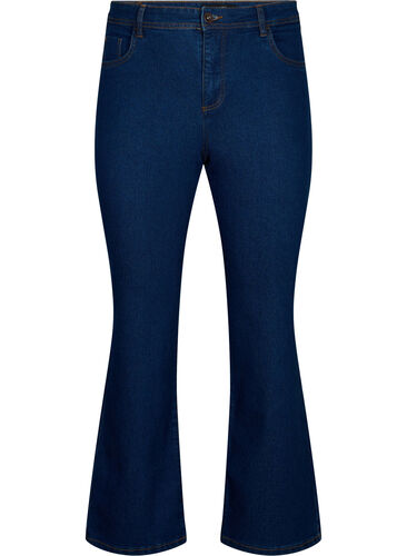 FLASH - Hoch taillierte Jeans mit Bootcut, Blue denim, Packshot image number 0
