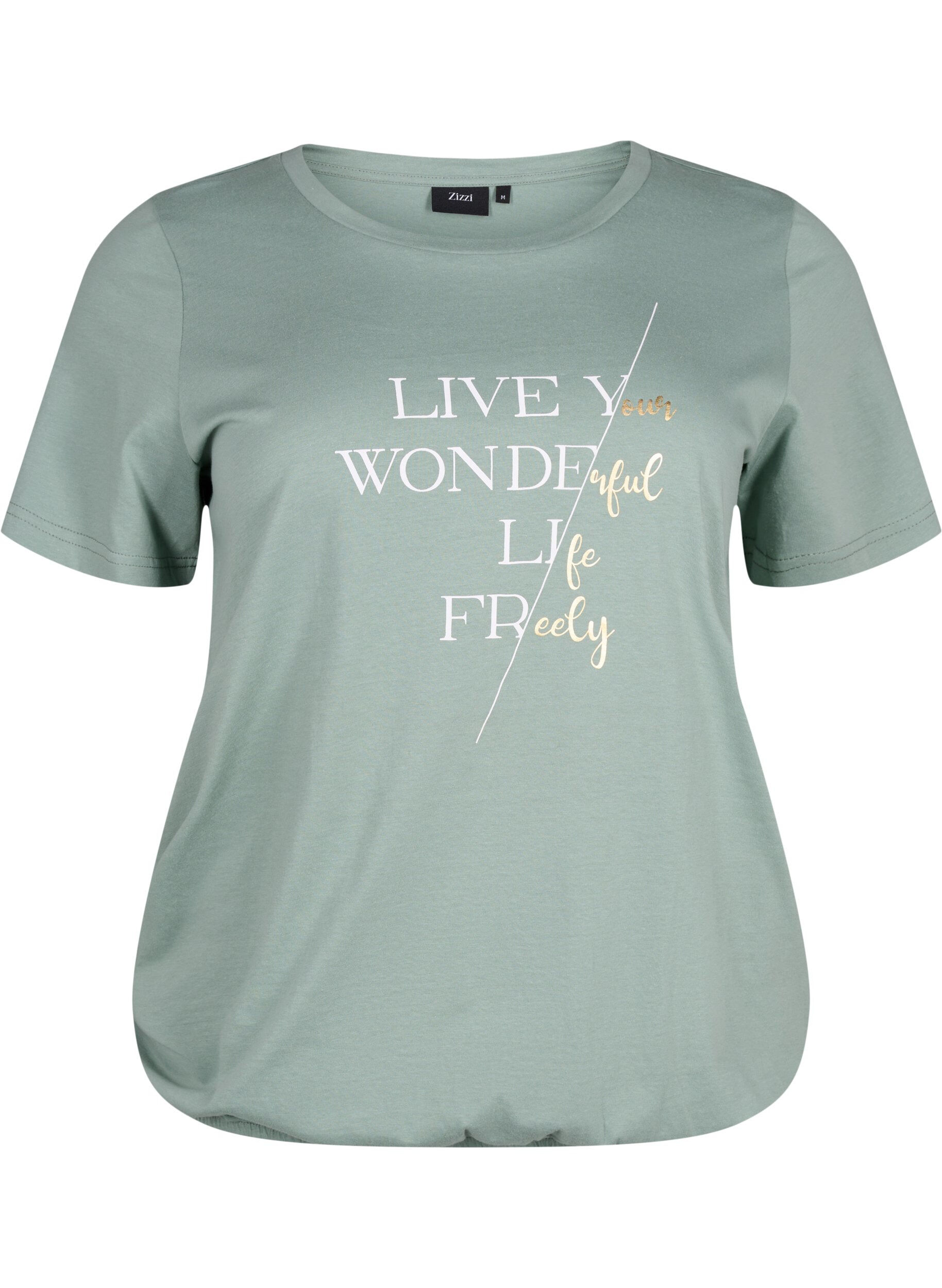 ZizziKurz&auml;rmliges T-Shirt aus Baumwolle mit Gummizug am Saum, Chinois G. W. Live, Packshot image number 0