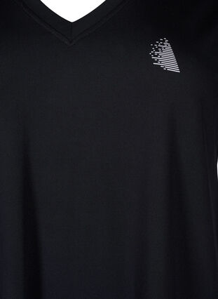 Lockeres Trainings-T-Shirt mit V-Ausschnitt, Black, Packshot image number 2