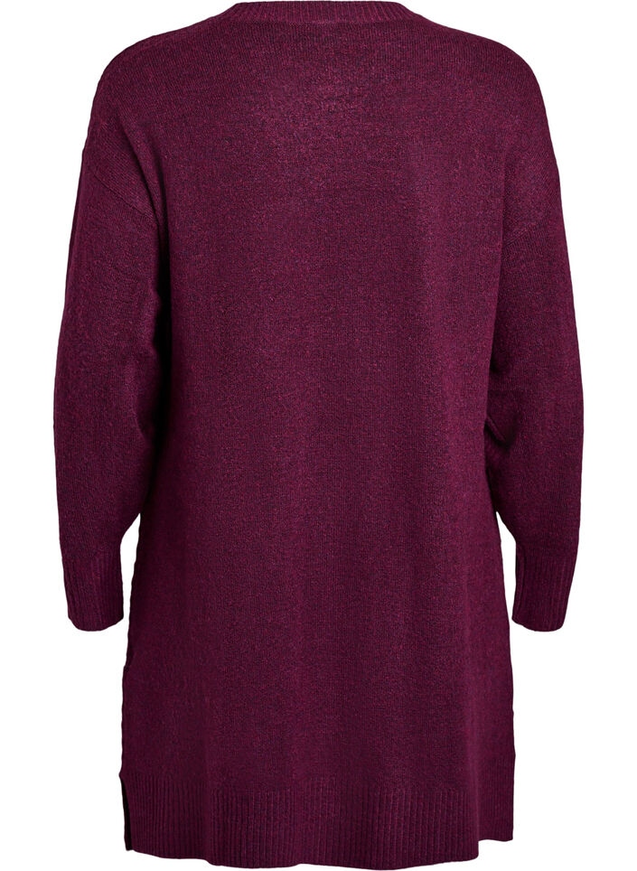 Kurzes Strickkleid mit V-f&ouml;rmigem Strukturmuster, Lila, Packshot image number 1