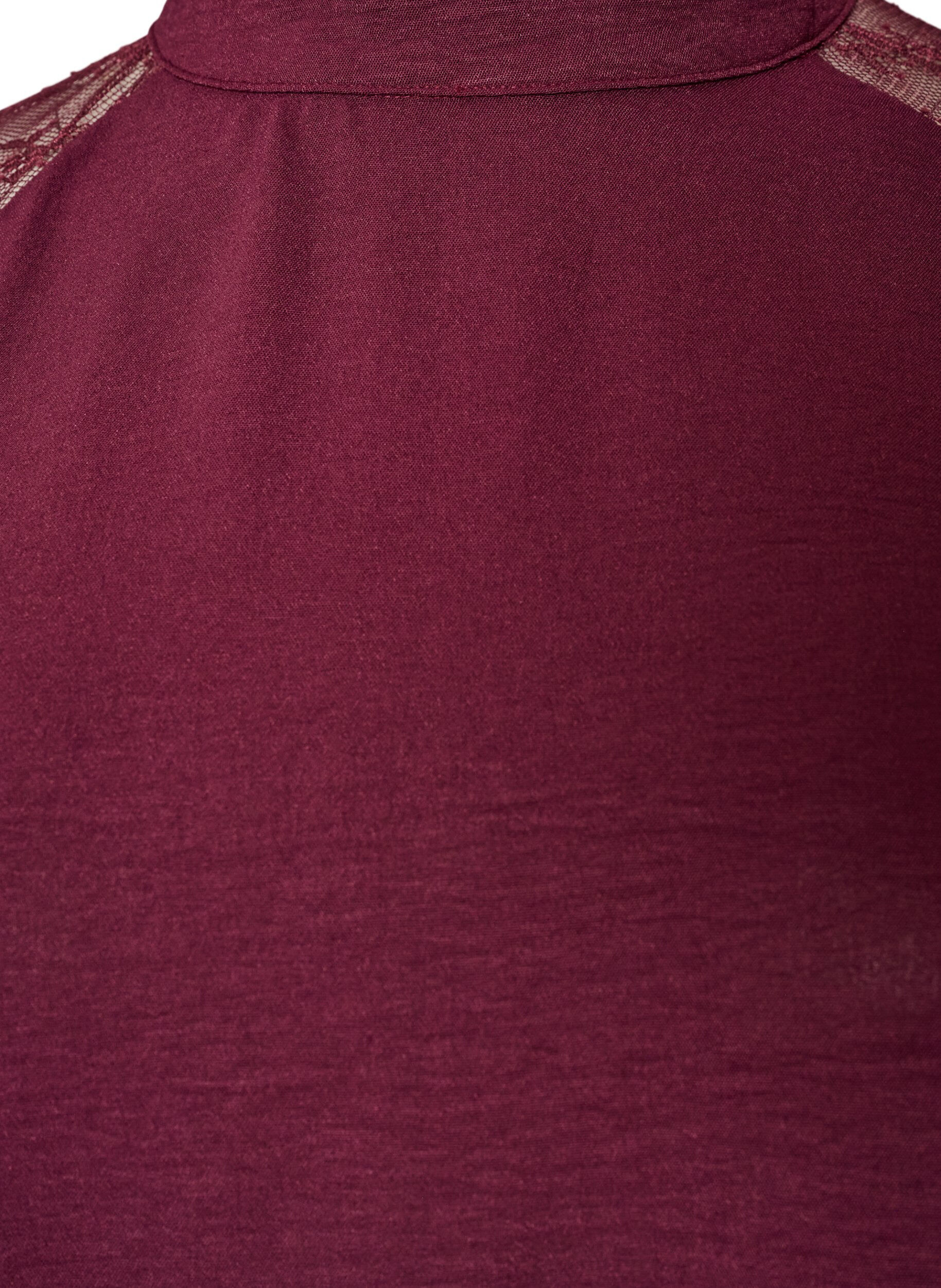 ZizziBluse mit kurzen &Auml;rmeln aus Spitze und hohem Kragen, Rot, Packshot image number 2