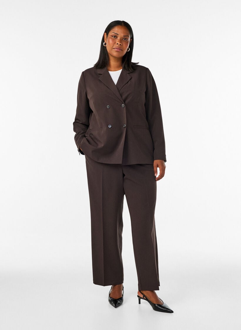 Zweireihiger Blazer mit lockerer Passform, Braun, Model image number 1