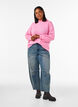 Pullover aus Rippstrick mit Puff&auml;rmeln und Kn&ouml;pfen, Pink, Model image number 1