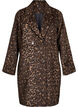 Zweireihiger Mantel mit Leopardenmuster, Braun, Packshot image number 0